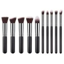 Technique PRO Set de Brochas de Maquillaje, Plata/Negro - 10 Piezas Set de brochas Technique PRO Set de Brochas de Maquillaje, Plata/Negro - 10 Piezas
