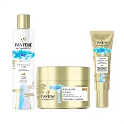 Pantene - *Hidratación & Brillo* - Pack de champú + mascarilla + sérum puntas abiertas Pro-V Miracles