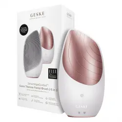 GESKE - Cepillo limpiador y masajeador facial Sonic Thermo 6 en 1 - White Rose Gold