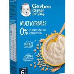 Gerber - Papilla Multicereales 0 % Azúcares Añadidos Ni Producidos Desde 6 Meses 270 G