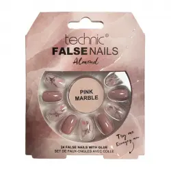 Technic Cosmetics - Uñas postizas False Nails Almond - Pink Marble