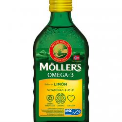 Möller's - Aceite De Hígado De Bacalao Sabor Limón Omega 3+ Vitaminas A,D,E 250 Ml