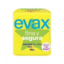 Evax - Compresas normal sin alas Fina y Segura - 16 unidades