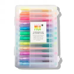 Set Bolígrafos de Gel  Glitter y Flúor