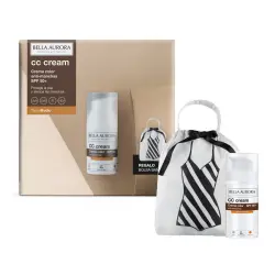 Bella Aurora - Pack Solar CC Cream SPF50+ Tono Medio con Bolsa Bañador.