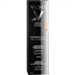 Vichy Dermablend Corrección 3D Fondo de Maquillaje Fluido Alisador y, 30 ml