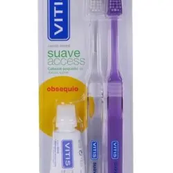 Vitis Cepillo de Dientes Suave Access Duplo 2 Unidades + Pasta 15 ml