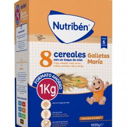 Nutribén® - Papilla 8 Cereales Miel Galletas Maria 1000 G Nutribén