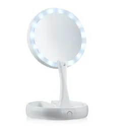 UNIQ Espejo de Maquillaje Plegable con Luz LED - Doble Cara 1x/10x de Aumento + 3 Compartimentos (B Espejo con luz LED UNIQ Espejo de Maquillaje Plegable con Luz LED - Doble Cara 1x/10x de Aumento + 3 Compartimentos (B