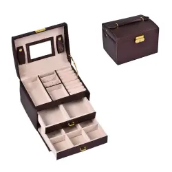 UNIQ - Joyero Con 3 Capas Organizadores de maquillaje 1 pieces Marrón Y Rosa