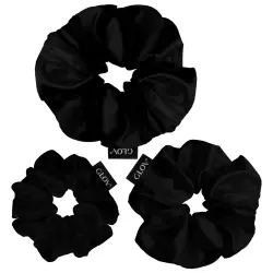 Glov - Pack de 3 coleteros Satin Scrunchies tallas S/M/L - Negro