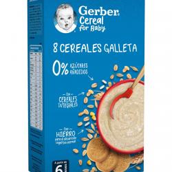 Gerber - Papilla 8 Cereales Galleta Desde 6 Meses 500 G