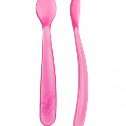 Chicco - 2 Cucharas Ergonómica Blanda Silicona +6m Rosa