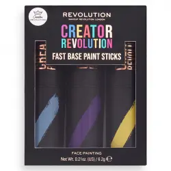 Revolution - *Creator* - Maquillaje artístico en sticks Fast Base Paint Sticks - Celeste, morado y amarillo