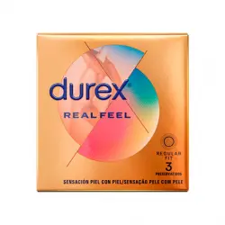 Durex - Preservativos sensación piel con piel Real Feel - 3 unidades