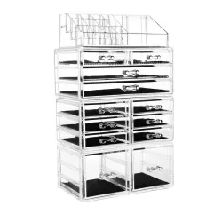 UNIQ - Estuche De Maquillaje XXL Con 12 Cajones Y 16 Compartimentos Organizadores de maquillaje 1 pieces Transparente