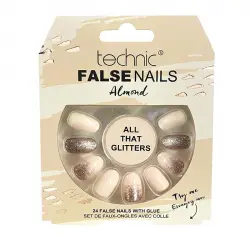 Technic Cosmetics - Uñas postizas False Nails Almond - All That Glitters