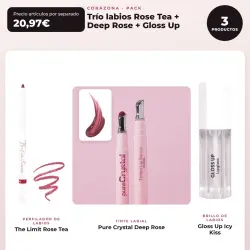 CORAZONA - Pack Trío Labios con The Limit Rose Tea, Pure Crystal Deep Rose y Gloss Up Icy Kiss