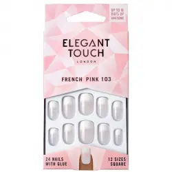 Elegant Touch - Uñas Postizas Natural French - 103: Medium Pink