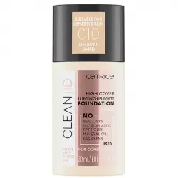 Catrice - *Clean ID* - Base de maquillaje High Cover Luminous Matt - 010: Neutral Sand