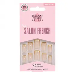 Uñas Postizas Salon French Gold Chrome