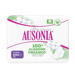 Ausonia - Compresas super alas Cotton Protection - 10 unidades