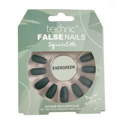 Technic Cosmetics - Uñas postizas False Nails Squareletto - Evergreen