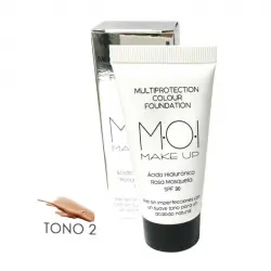 M.O.I. Skincare - Base de maquillaje con ácido hialurónico y rosa mosqueta SPF30 Multiprotection Colour - 02