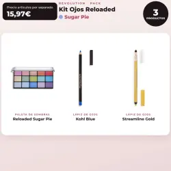 Makeup Revolution - Set de Paleta de sombras Reloaded - Sugar Pie + Delineador de ojos Kohl - Blue + Delineador de ojos Streamline Waterline Eyeliner Pencil - Gold