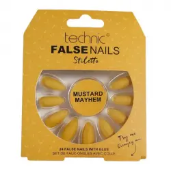 Technic Cosmetics - Uñas postizas False Nails Stiletto - Mustard Mayhem