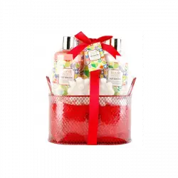 Bon Matin Set de Baño Cesta Metal Roja 300 ml