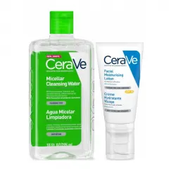 Cerave - Pack rutina facial Loción Hidratante SPF25 + Agua Micelar Limpiadora Hidratante