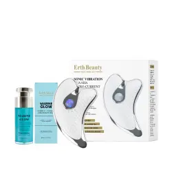 Gua Sha Microcorriente Duo Vitamina C Colágeno Dispositivo de masaje facial eléctrico masajeador + sérum