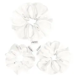 Glov - Pack de 3 coleteros Satin Scrunchies tallas S/M/L - Blanco