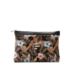 Tropical Large Cosmetic Bag Black Flower