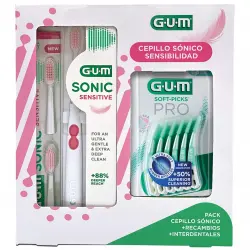 Gum - Pack Regalo Cepillo Sónico Sensibilidad: Gum® Sonic Sensitive + 2 Recambios + Interdentales Gum®.
