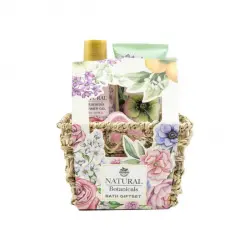 Cesta Mimbre Rosas Botanicals Bath Gift Set 150 ml