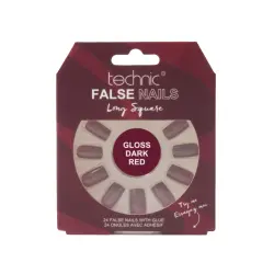 Technic Cosmetics - Uñas postizas False Nails Long Square - Gloss Dark Red