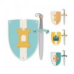 Set Espada Plateada y Escudo Relieve