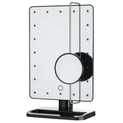 UNIQ - Espejo Cosmético Hollywood Con Luz LED Y Aumento De 10X Espejos 1 pieces Negro