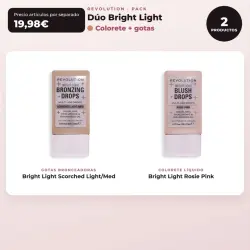 Makeup Revolution - Set de Gotas bronceadoras Bright Light - Scorched Light/ Med + Colorete líquido Bright Light - Rosie Pink