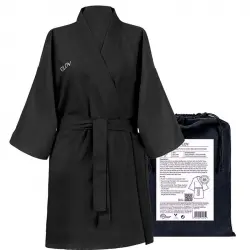 GLOV - Bata de toalla ultra absorbente Kimono Style - Negro