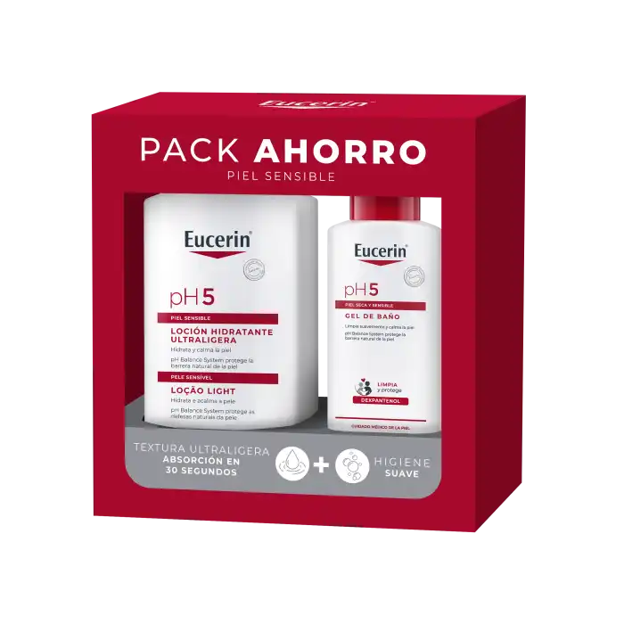 Pack pH5 Loción Hidratante Ultraligera + Gel de Baño 1200 ml - Eucerin - Comparador de precios