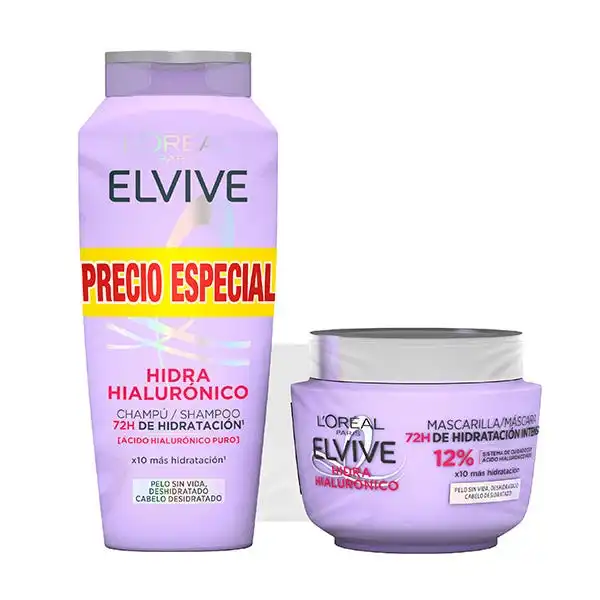 Duplo Champú + Mascarilla Hidra Hialurónico - Elvive - Comparador de precios