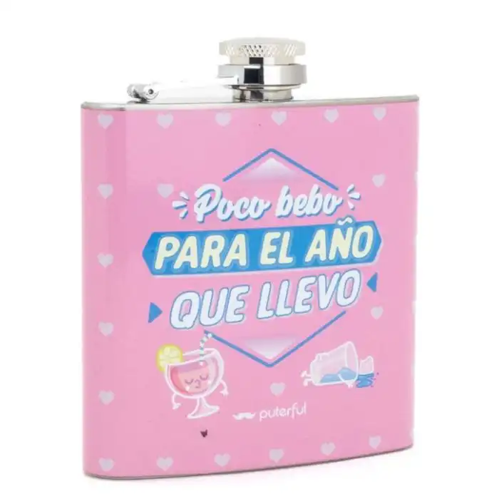 Petaca de Aluminio "Poco bebo para el año que llevo" 177 ml - Puterful by Primor - Comparador de precios