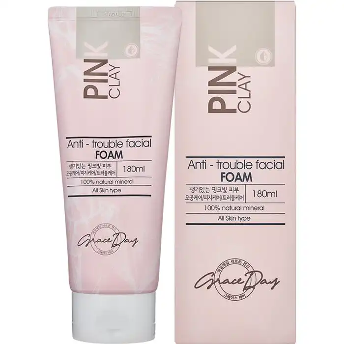 Espuma Limpiadora Pink Clay Anti-Trouble 180 ml - Grace Day - Comparador de precios