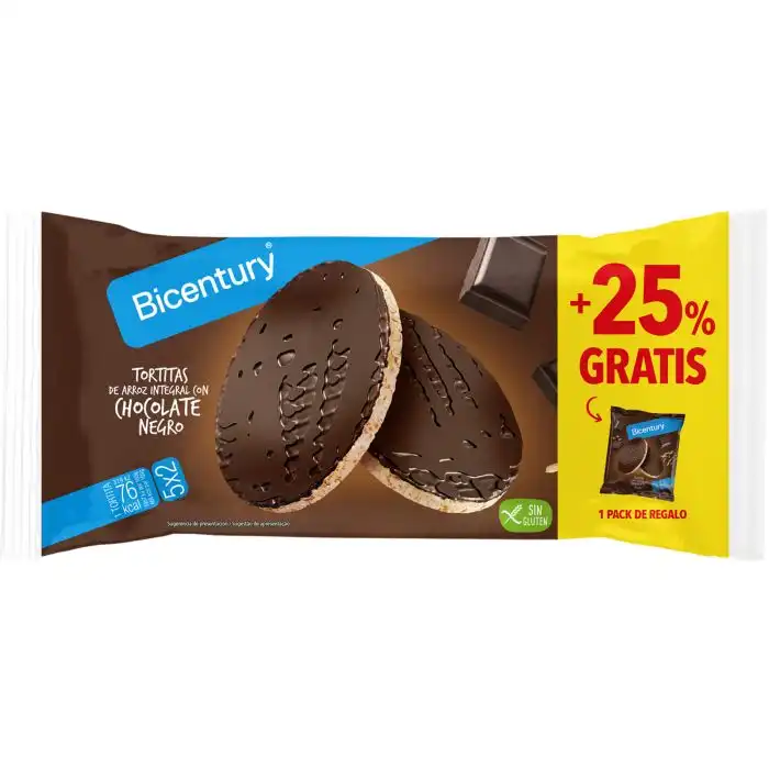 Tortitas de Arroz Integral con Chocolate Negro - BICENTURY - Comparador de precios
