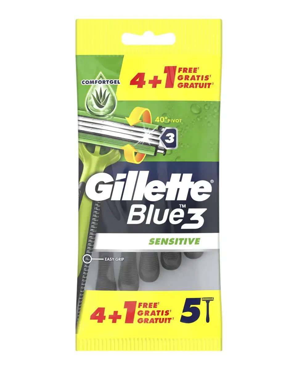Gillette - Maquinillas De Afeitar Desechables Blue3 Sensitive 4 + 1 - Gillette - Comparador de precios