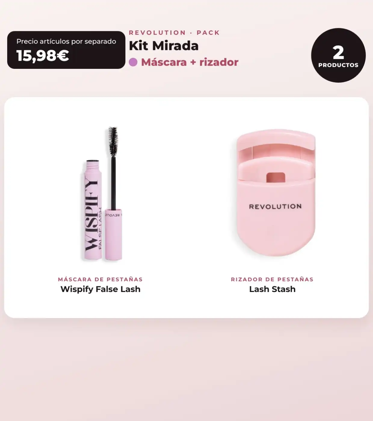 Makeup Revolution - Set de Máscara de pestañas Wispify False Lash + Rizador de pestañas Lash Stash - Makeup Revolution - Comparador de precios