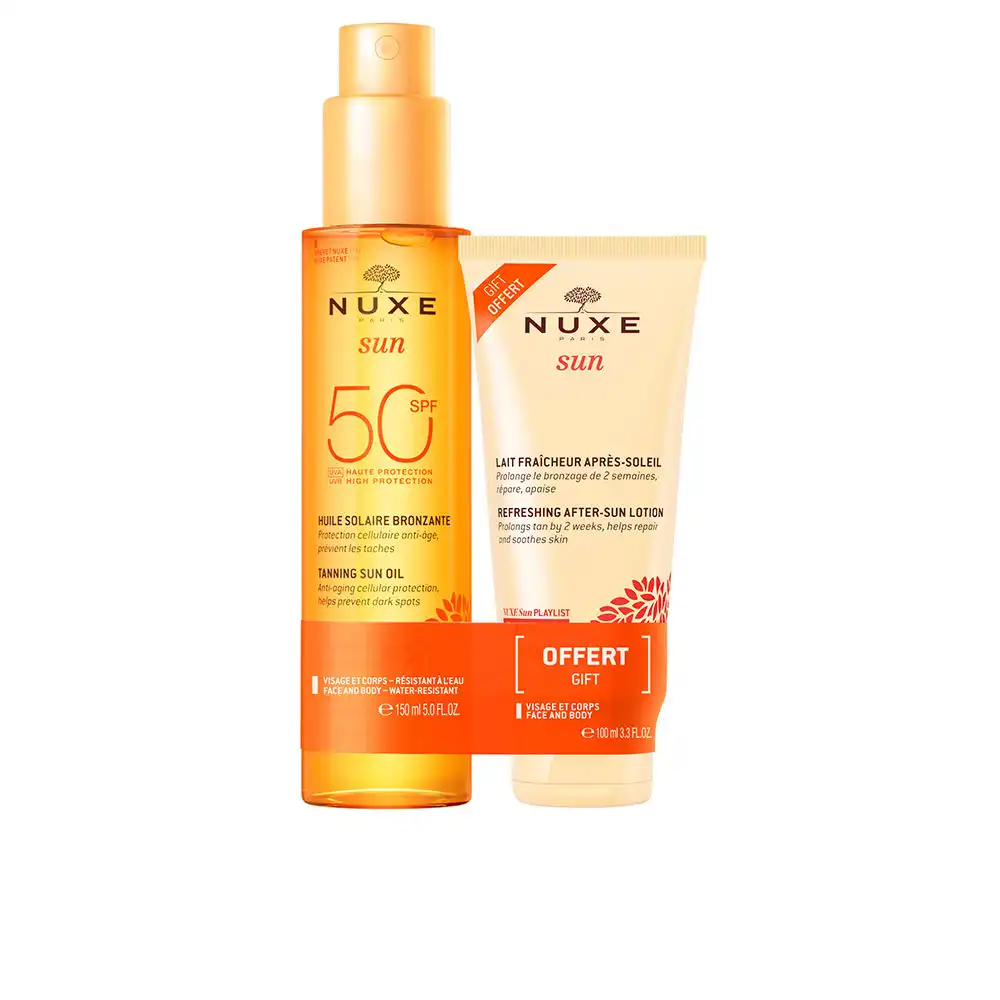 Nuxe Sun Aceite Bronceador Rostro Y Cuerpo SPF50 Estuche 2 pz - NUXE - Comparador de precios